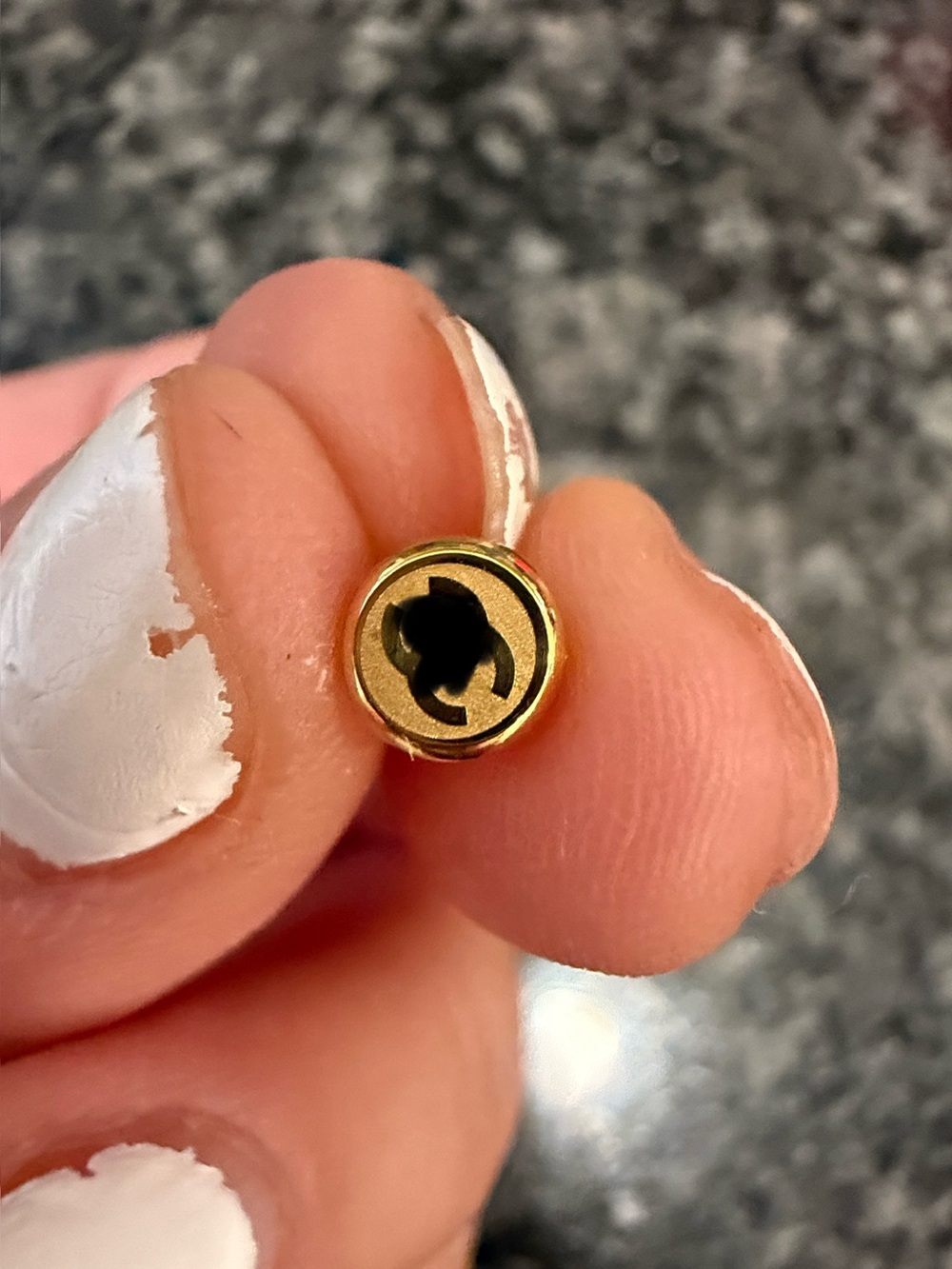 Gold Tone “CC” Logo Micro Stud Screw Back Earrings